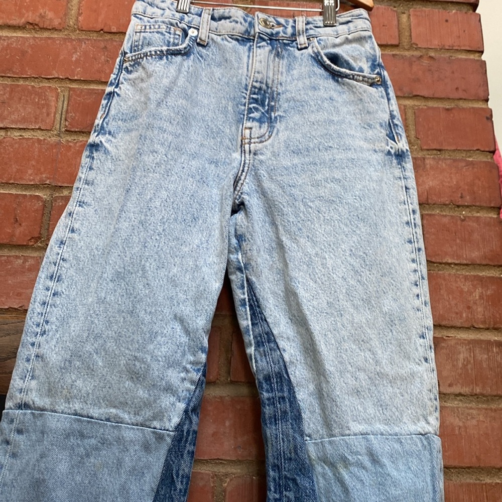 Zara Patchwork Collection Wide Leg High Waist Jea… - image 4